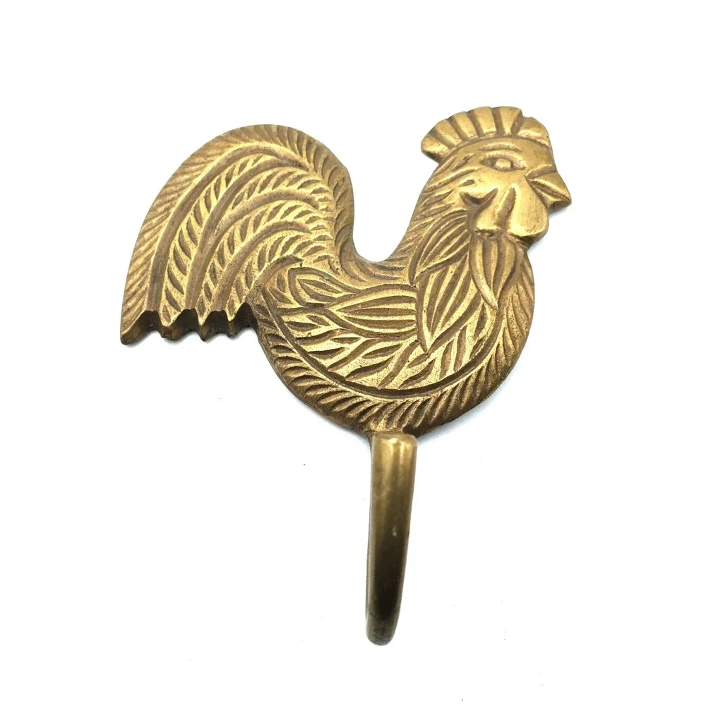 Vintage Brass Chicken & Hook Key Hanger 5